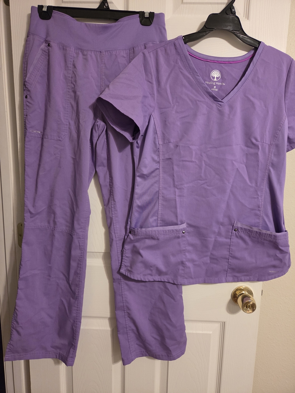 Healing hands Lavender V-Neck Scrub Top & Pants Set